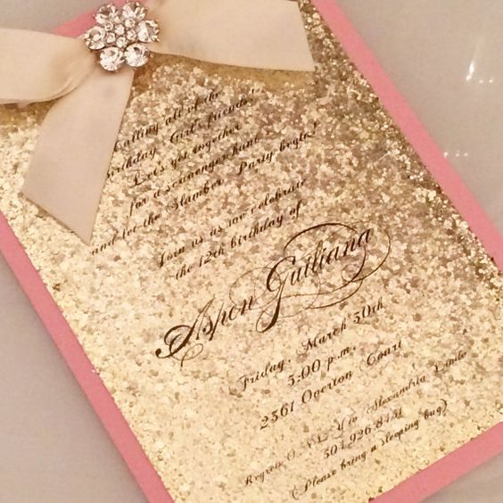 invitations with glitter for xv years