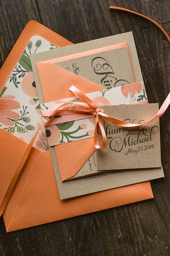 invitations of xv years coral color