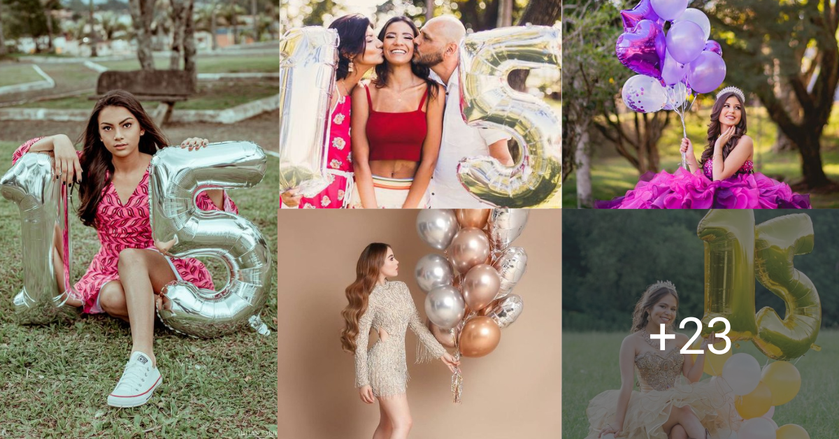 Fotos con globos para quinceañeras