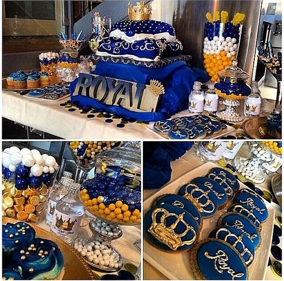 mesa de dulces color azul rey