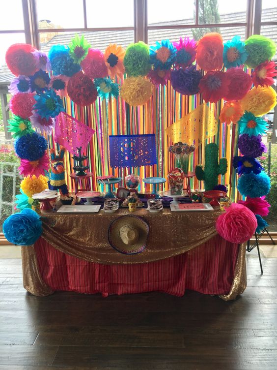 mesa de dulces para quince años estilo mexicano