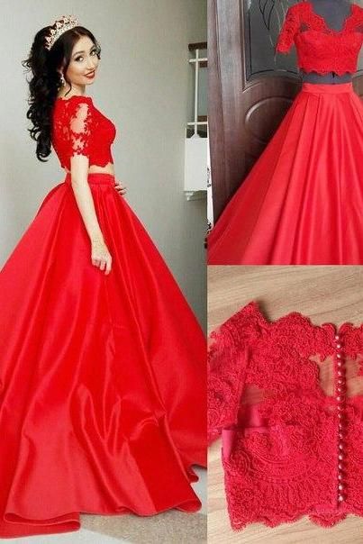 vestido de 15 años colo rojo desmontables