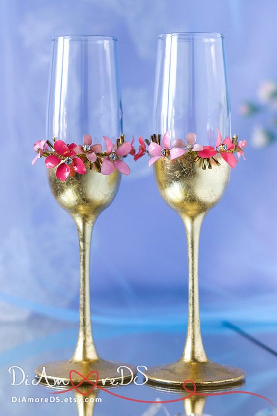 decorated glasses for toast of xv years