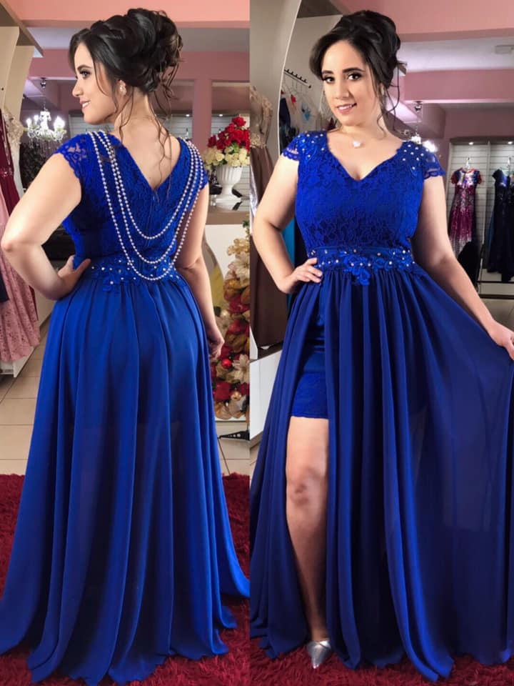 vestidos para chicas con curva en color royal blue