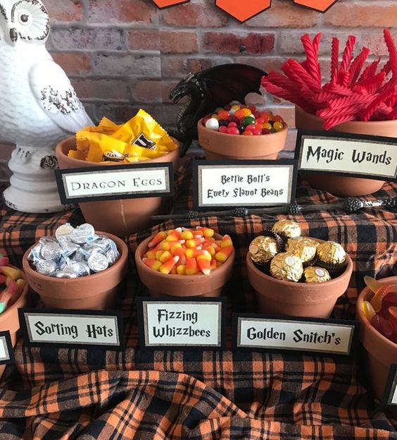 ideas para montar una mesa de dulces en 15 de harry potter