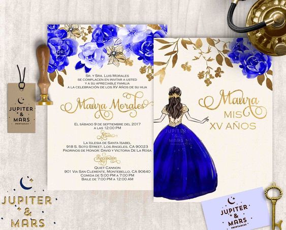 Invitaciones de XV años color del año clasic blue - Azul Clasico