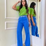 Outfits para el trabajo verde y azul